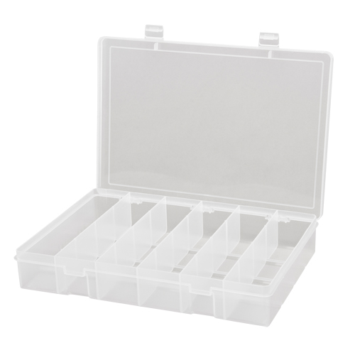Compact Polypropylene Compartment Cases, 13-1/8" W x 9" D x 2-5/16" H, 6 Compartments Mukwa Safety Services