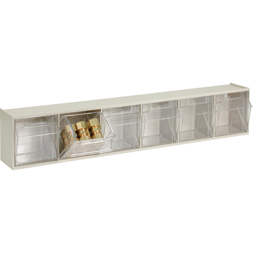 Tip-Out Bins Modular Storage System, 23-5/8" W x 3-5/8" D x 4-1/2" H, 6 Drawers Mukwa Safety Services