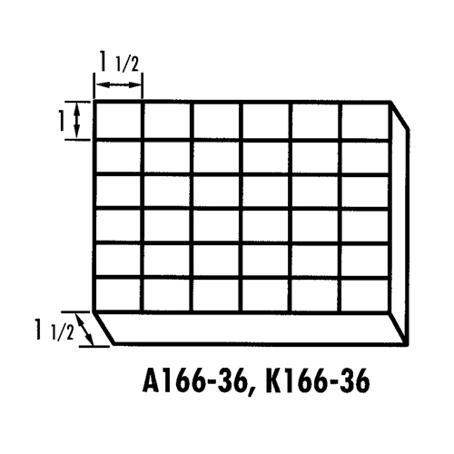 K-Resin Compartment Box, Plastic, 36 Slots, 6-9/16" W x 9-5/8" D x 1-1/2" H, Transparent Mukwa Safety Services