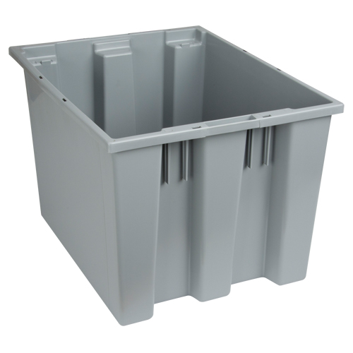 Stack & Nest Totes, 13" x 19.5" x 15.5", Grey Mukwa Safety Services