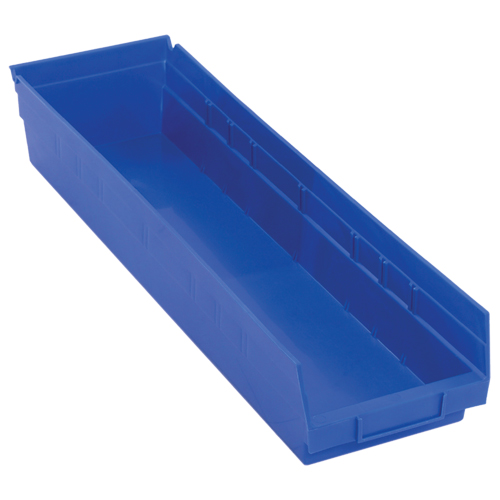 Bacs de rangement pour tablettes, 6-5/8" la x 4" H x 23-5/8" p, Bleu, Capacit&eacute; 50 lb Mukwa Safety Services