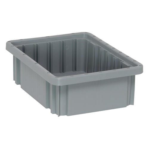 Divider Box&reg; Containers, Plastic, 10.9" W x 8.3" D x 3.5" H, Grey Mukwa Safety Services