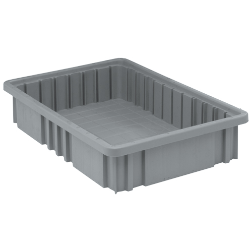 Divider Box&reg; Containers, Plastic, 16.5" W x 10.9" D x 3.5" H, Grey Mukwa Safety Services