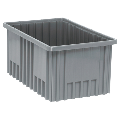 Divider Box&reg; Containers, Plastic, 16.5" W x 10.9" D x 8" H, Grey Mukwa Safety Services
