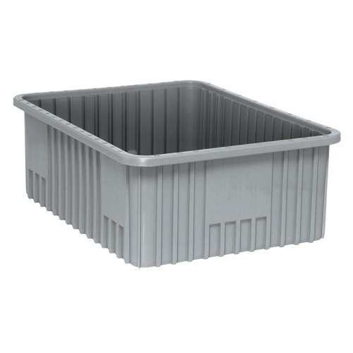 Divider Box&reg; Containers, Plastic, 22.5" W x 17.5" D x 8" H, Grey Mukwa Safety Services