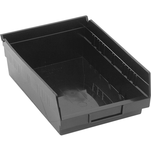 Shelf Bins, 8-3/8" W x 4" H x 11-5/8" D, Black, 30 lbs. Capacity Mukwa Safety Services