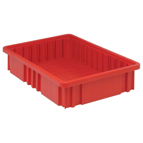 Divider Box&reg; Containers, Plastic, 16.5" W x 10.9" D x 3.5" H, Red Mukwa Safety Services