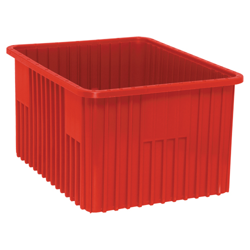 Divider Box&reg; Containers, Plastic, 22.5" W x 17.5" D x 12" H, Red Mukwa Safety Services