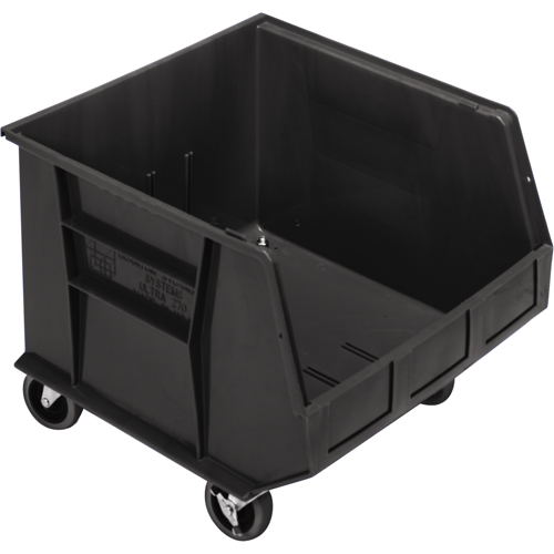 Mobile Bin, 14" H x 16-1/2" W x 18" D, 75 lbs. Capacity, Black Mukwa Safety Services