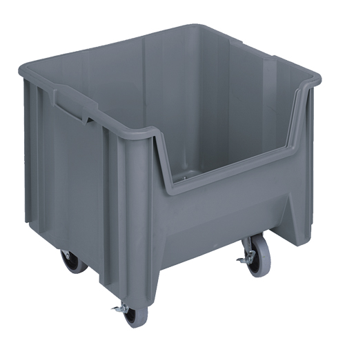 Mobile Giant Stack Container, 12-1/2" H x 16-1/2" W x 17-1/2" D, 250 lbs. Capacity, Grey Mukwa Safety Services