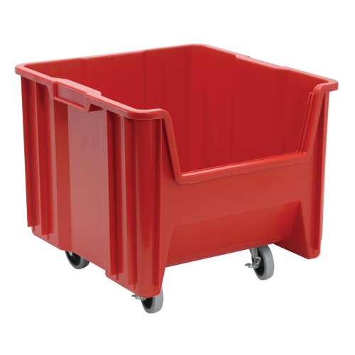 Mobile Giant Stack Container, 12-1/2" H x 16-1/2" W x 17-1/2" D, 250 lbs. Capacity, Red Mukwa Safety Services