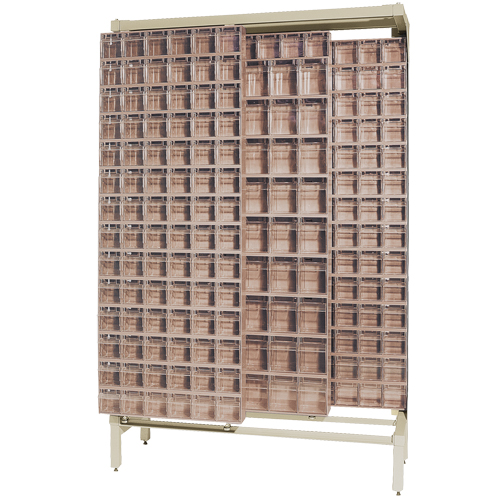 Syst&egrave;me de stockage &agrave; glissi&egrave;re &agrave; bacs basculants autonome, 48" la x 18" p x 77" h, 303 tiroirs Mukwa Safety Services