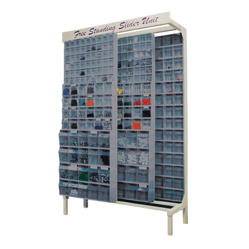 Syst&egrave;me de stockage &agrave; glissi&egrave;re &agrave; bacs basculants autonome, 48" la x 18" p x 77" h, 180 tiroirs Mukwa Safety Services