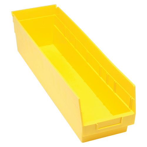 Store More Plastic Shelf Bins, 6-5/8" W x 6" H x 23-5/8" D, Yellow, 90 lbs. Capacity Mukwa Safety Services