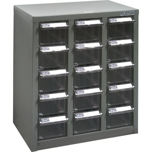 Casiers pour pi&egrave;ces KPC-500, Acier, 15 tiroirs, 14" x 8-2/3" x 16-1/3", Gris Mukwa Safety Services