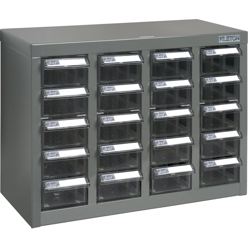 KPC-600 Parts Cabinet, Steel, 20 Drawers, 18-1/3" x 8-2/3" x 13-3/4", Grey Mukwa Safety Services