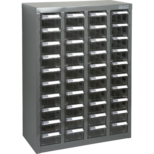 KPC-600 Parts Cabinet, Galvanized Steel, 40 Drawers, 18-3/10" x 8-7/10" x 25-3/10", Grey Mukwa Safety Services