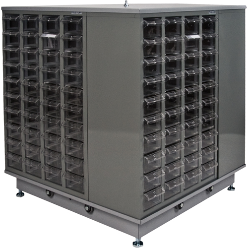 KPC-600 Parts Cabinet, Galvanized Steel, 40 Drawers, 18-3/10" x 8-7/10" x 25-3/10", Grey Mukwa Safety Services