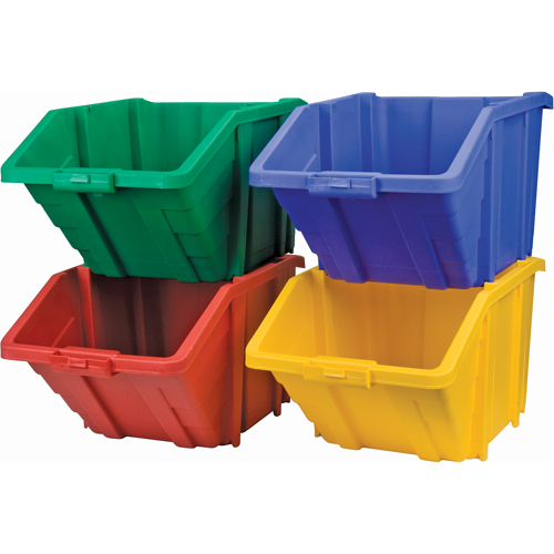 Jumbo Plastic Bin, 15-1/2" W x 13" H x 25" D, Red, 200 lbs. Capacity Mukwa Safety Services