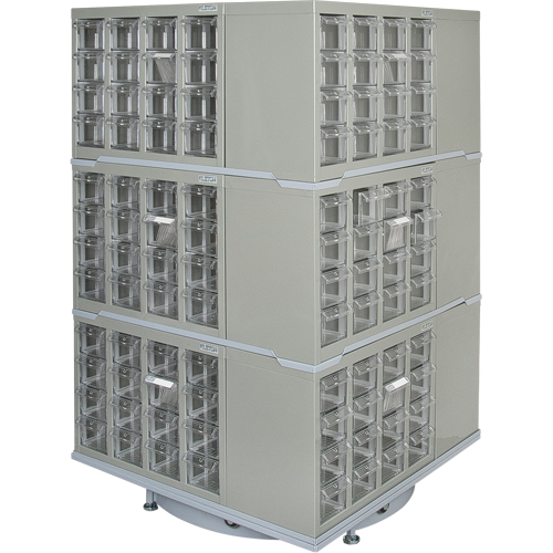 Heavy-Duty Industrial Carousel Drawer Cabinet, Steel, 192 Drawers, 27" W x 27" D x 48" H, Grey Mukwa Safety Services