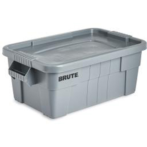 Brute Storage Tote with Lid, 27.88” D x 16.5” W x 10.7" H, 112 llbs. Capacity, Grey Mukwa Safety Services