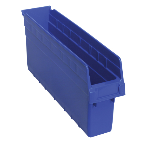 Store-Max Shelf Bins, 4-3/8" W x 8" H x 17-7/8" D, Blue, 56 lbs. Capacity Mukwa Safety Services
