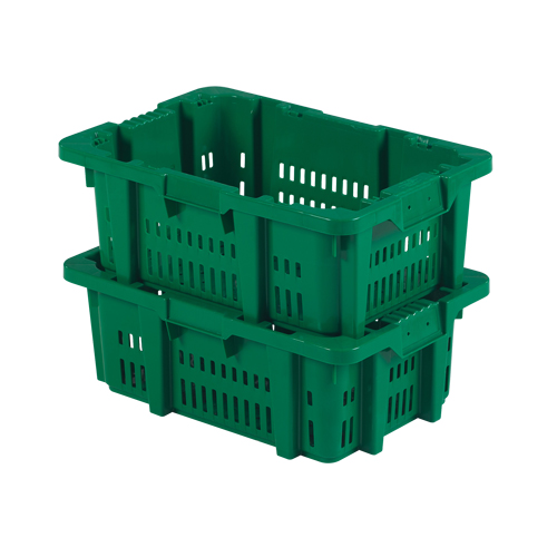 Contenant en plastique Stack-N-Nest pour la manutention des aliments, 16" x 23,9" x 8,8", Vert Mukwa Safety Services