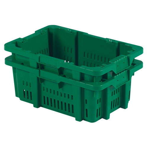 Contenant en plastique Stack-N-Nest pour la manutention des aliments, 16" x 23,9" x 8,8", Vert Mukwa Safety Services