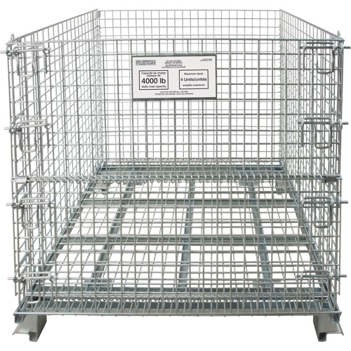 Conteneur repliable en m&eacute;tal grillag&eacute;, 40" la x 48" p x 42" h, Capacit&eacute; de 4000 lb Mukwa Safety Services
