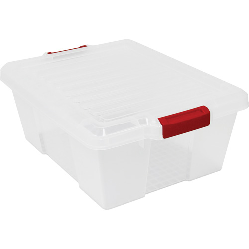 Plastic Latch Container, 15.875" W x 21" D x 7.75" H, Black Mukwa Safety Services