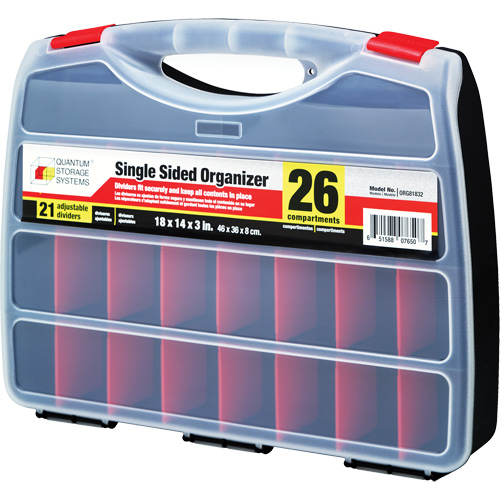 Plastic Compartment Box, 14" W x 18" D x 3" H, 26 Compartments Mukwa Safety Services
