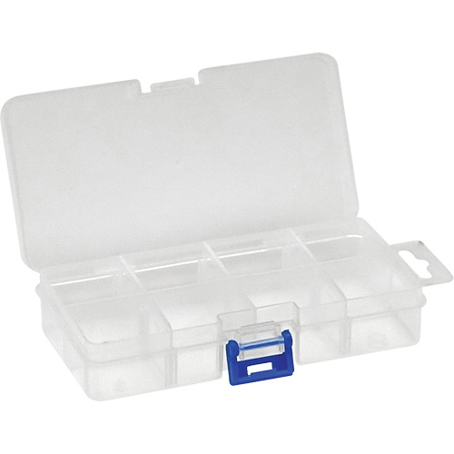 Plastic Compartment Box, 2.75" W x 5.5" D x 1.25" H, 8 Compartments Mukwa Safety Services