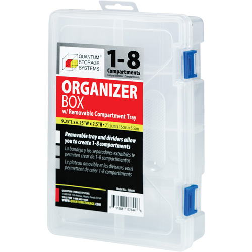 Plastic Compartment Box, 6.25" W x 9.25" D x 2.2" H, 8 Compartments Mukwa Safety Services