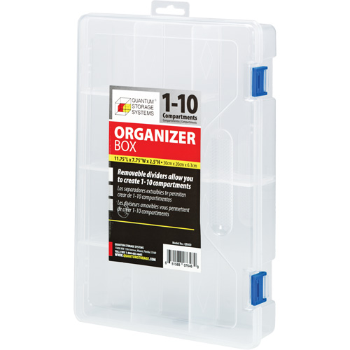 Plastic Compartment Box, 7.75" W x 11.75" D x 2.2" H, 10 Compartments Mukwa Safety Services