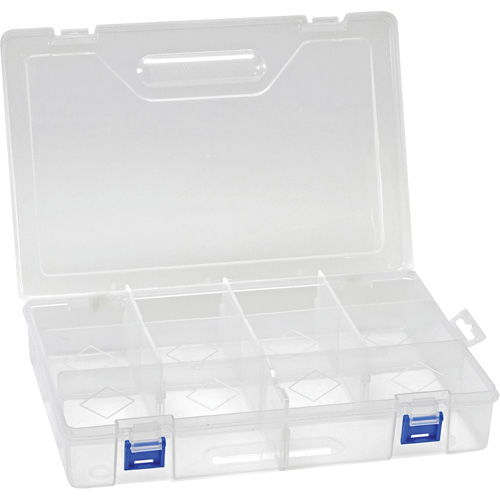 Plastic Compartment Box, 7.75" W x 11.75" D x 2.2" H, 10 Compartments Mukwa Safety Services