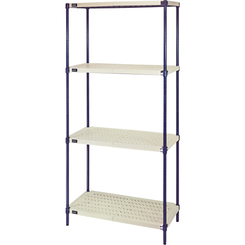 &eacute;tag&egrave;re en fils m&eacute;talliques avec tablettes en plastique, Cadre en fils m&eacute;talliques avec tablettes en plastique, Sans boulons, Capacit&eacute; 600 lb, 30" la x 72" h x 18" p Mukwa Safety Services