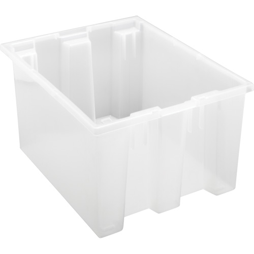 Heavy-Duty Stack & Nest Tote, 10" x 15.5" x 19.5", Clear Mukwa Safety Services