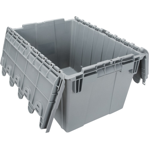 Contenant de distribution en plastique avec dessus basculant, 21,65" x 15,5" x 12,5", Gris Mukwa Safety Services