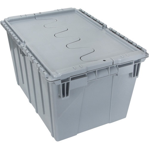 Contenant de distribution en plastique avec dessus basculant, 21,65" x 15,5" x 12,5", Gris Mukwa Safety Services