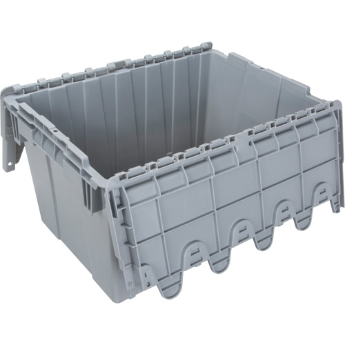 Contenant de distribution en plastique avec dessus basculant, 21,65" x 15,5" x 12,5", Gris Mukwa Safety Services