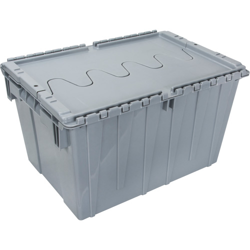 Contenant de distribution en plastique avec dessus basculant, 21,65" x 15,5" x 12,5", Gris Mukwa Safety Services