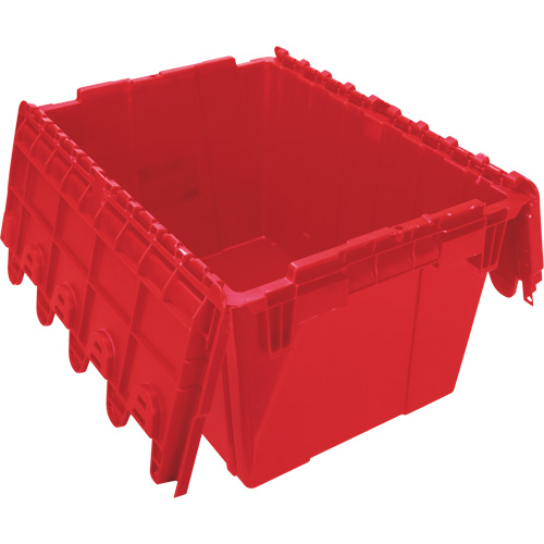 Flip Top Plastic Distribution Container, 21.65" x 15.5" x 12.5", Red Mukwa Safety Services