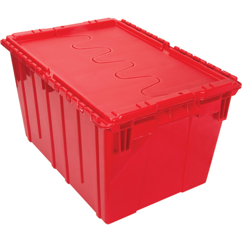 Flip Top Plastic Distribution Container, 21.65" x 15.5" x 12.5", Red Mukwa Safety Services