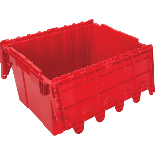 Flip Top Plastic Distribution Container, 21.65" x 15.5" x 12.5", Red Mukwa Safety Services
