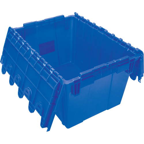 Contenant de distribution en plastique avec dessus basculant, 21,65" x 15,5" x 12,5", Bleu Mukwa Safety Services