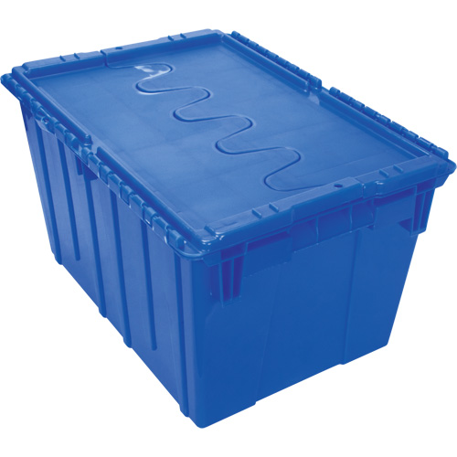 Contenant de distribution en plastique avec dessus basculant, 21,65" x 15,5" x 12,5", Bleu Mukwa Safety Services