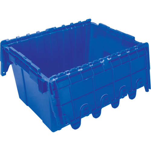 Contenant de distribution en plastique avec dessus basculant, 21,65" x 15,5" x 12,5", Bleu Mukwa Safety Services