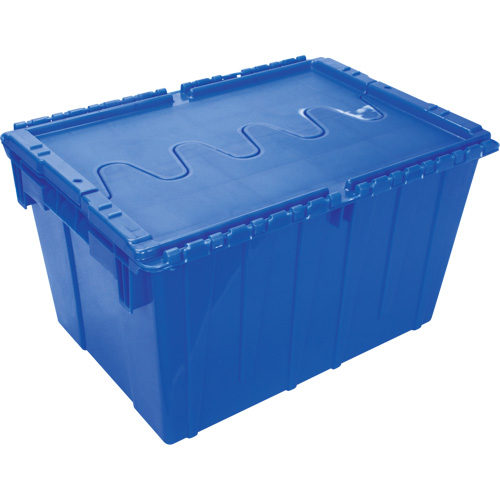 Contenant de distribution en plastique avec dessus basculant, 21,65" x 15,5" x 12,5", Bleu Mukwa Safety Services