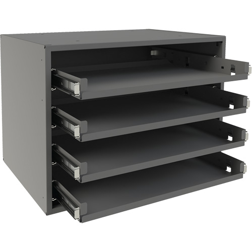 Support &agrave; petit roulement, Acier, 4 compartiments, 15-9/16" la x 11-7/8" p, 11-5/16" h, Gris Mukwa Safety Services