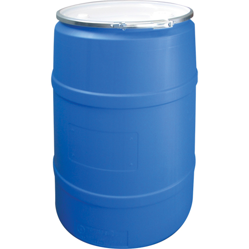 Barils en poly&eacute;thyl&egrave;ne, 55 gal. US (45 gal. imp.), Dessus ouvert, Bleu Mukwa Safety Services